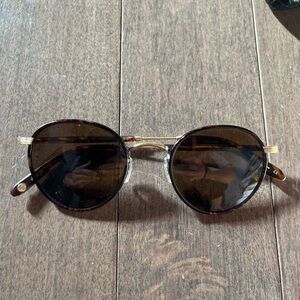 Garrett Leight Tortoise and Gold Round Sunglasses
